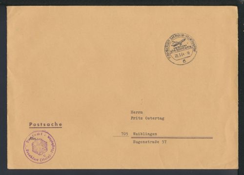 Bundesrepublik Postsache Brief Frankfurt Flughafen nach Waiblingen SST verbindet