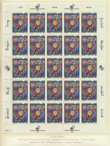 Österreich 179 Gemälde Hundertwasser Bogen Kleinbogen Luxus postfrisch UNO
