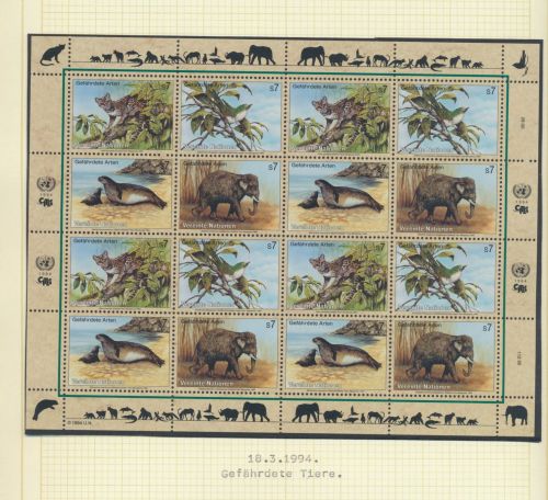 UNO Österreich 162-165 Tiere Gefährdete Arten Bogen Kleinbogen Luxus postfrisch
