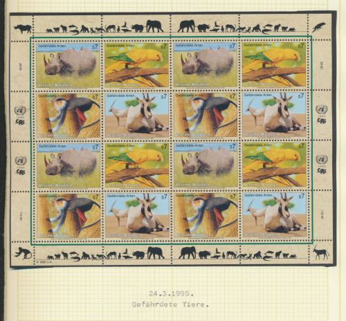 UNO Österreich 180-183 Tiere Gefährdete Arten Bogen Kleinbogen Luxus postfrisch