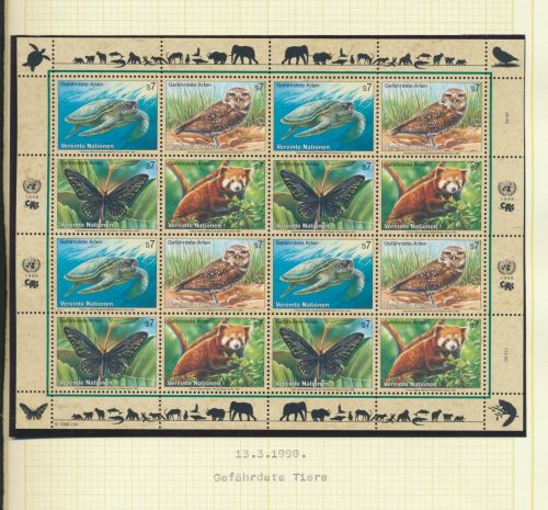 UNO Österreich 248-251 Tiere Gefährdete Arten Bogen Kleinbogen Luxus postfrisch