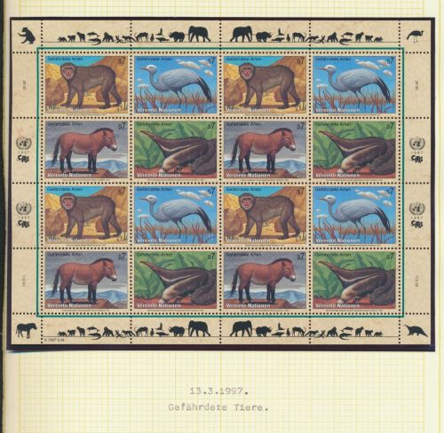 UNO Österreich 222-225 Tiere Gefährdete Arten Bogen Kleinbogen Luxus postfrisch