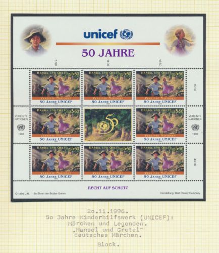 UNO Österreich 218-219 Kinderhilfswerk Märchen Bogen Kleinbogen Luxus postfrisch