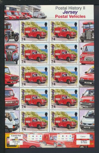 Großbritannien Jersey Kleinbogen Satz 1255-1260 Auto Post Transporter Luxus