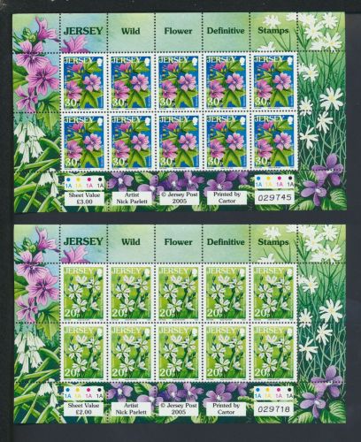 Großbritannien Jersey Kleinbogen Satz 1187-1194 Blumen Wildblumen Pflanzen Flora