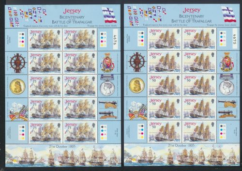 Großbritannien Jersey Kleinbogen Satz 1207-1211 Schlacht Trafalger