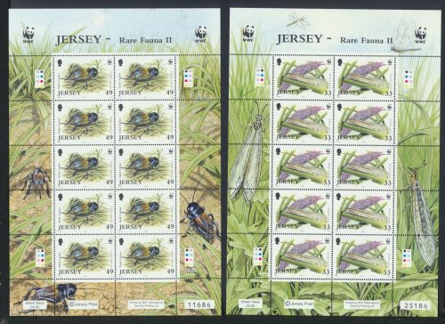 Großbritannien Jersey Kleinbogen Satz 1143-1146 Tiere Eidechsen Vögel Grasmücke