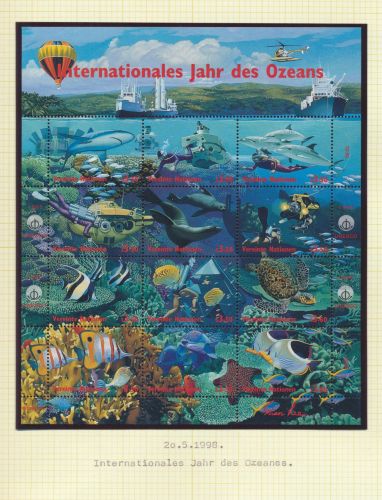 UNO Österreich 253-63 Ozean Meer Tiere Fische Bogen Kleinbogen Luxus postfrisch