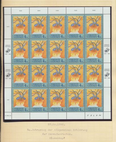 UNO Österreich 268-269 Menschenrechte Bogen Kleinbogen Luxus postfrisch MNH