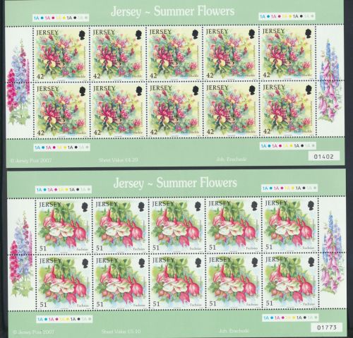 Großbritannien Jersey Kleinbogen Satz 1298-1303 Blumen Pflanzen Flora postfrisch