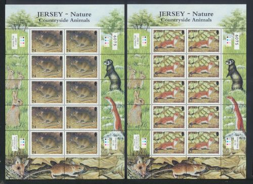 Großbritannien Jersey Kleinbogen Satz 1271-1276 Tiere des Feldes Hermelin Iltis