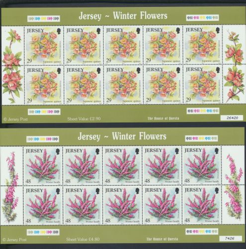 Großbritannien Jersey Kleinbogen Satz 1105-1110 Blumen Planzen Flora Winterblumen