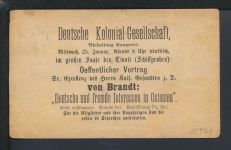 Stadtpost Privatpost Brief Hannover Deutsche Kolonial Gesellschaft 1899 Kolonien