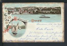 Litho Ansichtskarte Schweiz Ouchy Transit Lausanne Schiffe Dresden Sachsen 1897