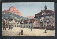 Auto Oldtimer Ansichtskarte Schweiz Schwyz Rathaus u grossser Mythen Pasing