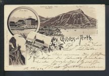 Litho Ansichtskarte Schweiz Arth Kirche Hotel Adler Kräbelwand Leipzig Sachsen
