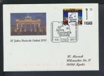 Brandenburger Tor Brief Bund Berlin SST 20 Jahre Deutsche Einheit 2010 Kyritz