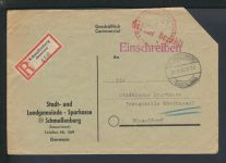 Barfrankierung 54 Pfg. R-Brief Alliierte Besetzung Schmallenberg Sauerland NRW