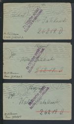 Deutsches Reich Feldpost L2 Retour Gefallen für Grossdeutschland Essen 3 Stück