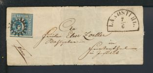 Altdeutschland Bayern Nrnst.176 + Segmentstempel Landstuhl nach Frankenthal