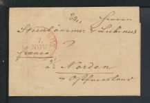 Altdeutschland Thurn & Taxis Vorphila roter K2 Frankfurt Hessen nach Norden