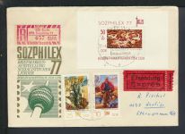 Berlin R-Brief Express DDR mit Sonder R-Zettel 50 Pfg Gebühr bezahlt SOZPHILEX