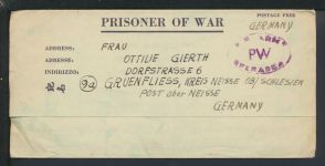 Kriegsgefangenenpost Neapel Italien Grünfließ Neisse Oberschlesien Ostgebiete