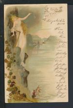 Tolle Jugendstil Ansichtskarte Bingerbrück Bingen Rheinland-Pfalz Loreley