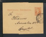 Ganzsache Übersee Argentinien Capital Streifband 1 cent. braun