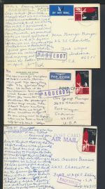 Schiffspost Ansichtskarten Norwegen Airmail Paquebot Ford Wayne USA Lot3 Karten