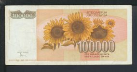 Geldscheine Banknoten Jugoslavien Europa 100000 Dinar 1993 III