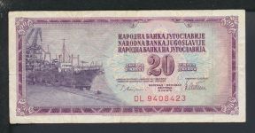 Geldscheine Banknoten Jugoslavien Europa 20 Dinar 1978 IV Motiv Schifffahrt