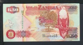 Geldscheine Banknoten Sambia Afrika 50 Kwacha 2009 I UNC Vögel Greifvogel