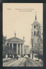 Winter Ansichtskarte Vilnius Litauen Kathedrale mit Glockenturm Feldpost Penig