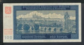 Geldscheine Banknoten Besetzung Böhmen und Mähren 100 Kronen 20.Aug.1940 II