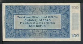 Geldscheine Banknoten Besetzung Böhmen und Mähren 100 Kronen 20.Aug.1940 II