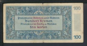 Geldscheine Banknoten Besetzung Böhmen und Mähren 100 Kronen 20.Aug.1940 IV