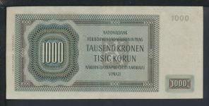 Geldscheine Banknoten Besetzung Böhmen und Mähren 1000 Kronen 24.10.1942 I