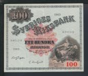 Geldscheine Banknoten Schweden 100 Kronor König Gustav Vasa 1963 II