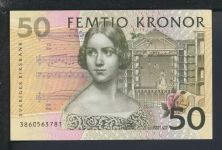 Geldscheine Banknoten Schweden 50 Kron. Jenny Lind Musik Oper Opernsängerin I-II