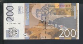 Geldscheine Banknoten Serbien 200 Dinara N. Petrovic 2005 I UNC