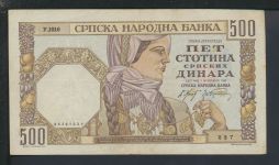 Geldscheine Banknoten Serbien 500 Dinara 1.November 1941 II