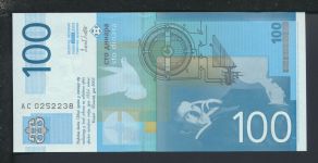 Geldscheine Banknoten Serbien 100 Dinara Nikola Tesla 2003 I UNC