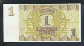 Geldscheine Banknoten Lettland 1 Rublis 1992 I UNC