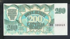 Geldscheine Banknoten Lettland 200 Rublu 1992 I UNC