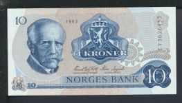 Geldscheine Banknoten Norwegen 10 Kronen Fridtjof Nansen 1983 I UNC