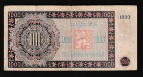 Geldscheine Banknoten Tschecheslowakei 1000 Korun 1945 III