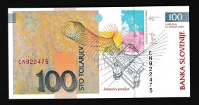 Geldscheine Banknoten Slowenien Europa 100 Tolar 2003 I UNC