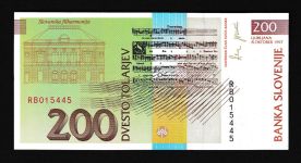 Geldscheine Banknoten Slowenien Europa 200 Tolar 1997 I UNC