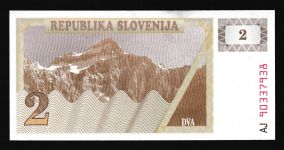 Geldscheine Banknoten Slowenien Europa 2 Tolar I UNC